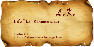 Létz Klemencia névjegykártya